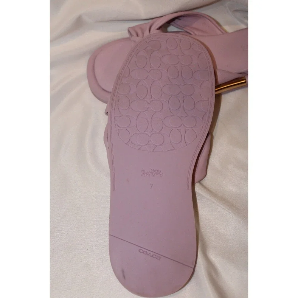 Coach Brooklyn Leather Sandals Violet Lilac Purple Twist Knot Slides Women's  7
